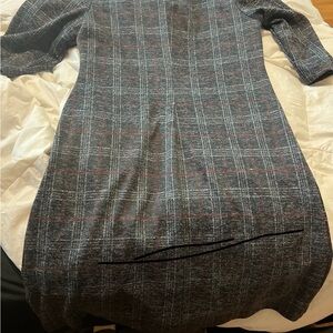 Connected Apparel Women's Plaid Sheath Dress Burgundy Accent Pockets Size 6